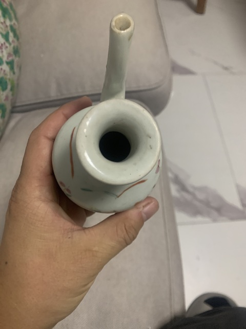 古玩陶瓷人物紋粉彩無柄壺真品鑒賞圖