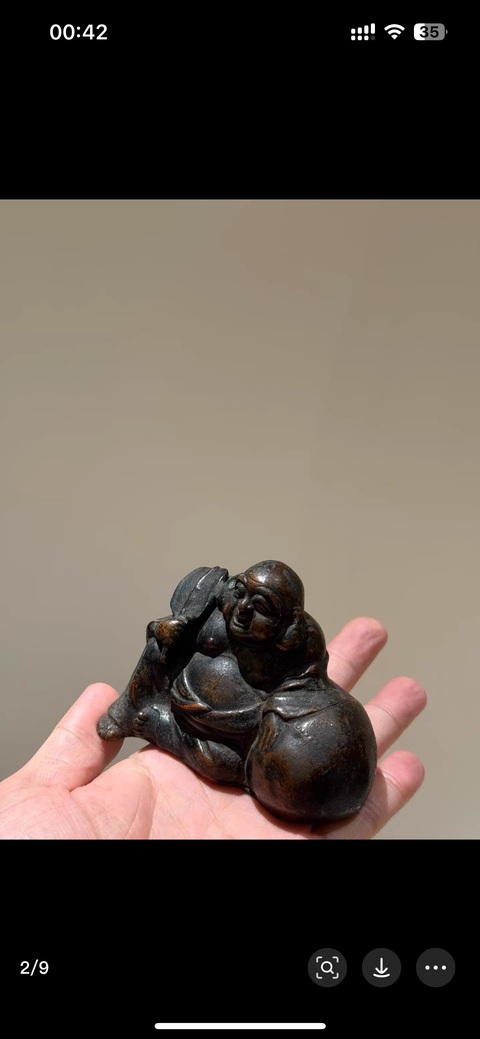 古玩銅器銅彌勒像真品鑒賞圖