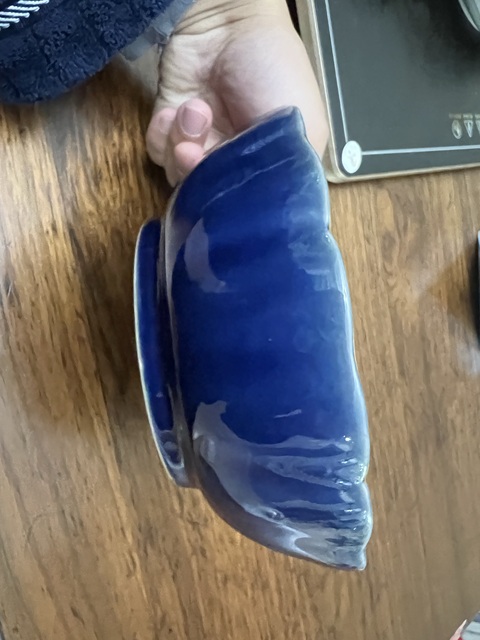 古玩陶瓷晚清藍釉花口碗真品鑒賞圖