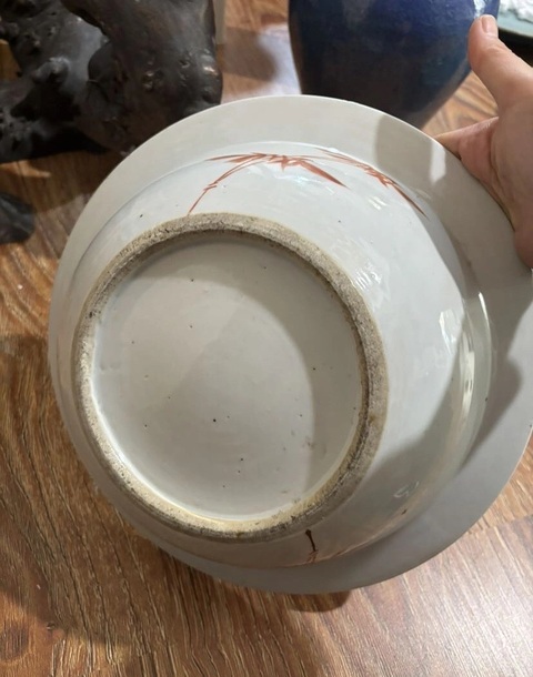 古玩陶瓷同治細路粉彩折沿盆真品鑒賞圖