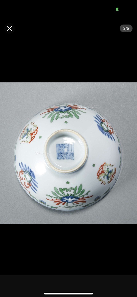 古玩陶瓷清代青花加彩碗真品鑒賞圖