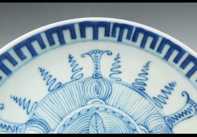 古玩陶瓷青花芭蕉紋雞心碗真品鑒賞圖