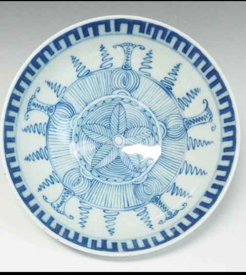 古玩陶瓷青花芭蕉紋雞心碗真品鑒賞圖