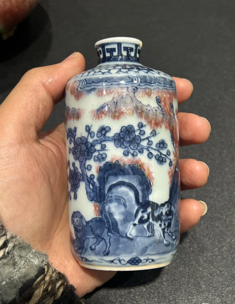 古玩陶瓷清晚期 青花釉里紅鼻煙壺真品鑒賞圖