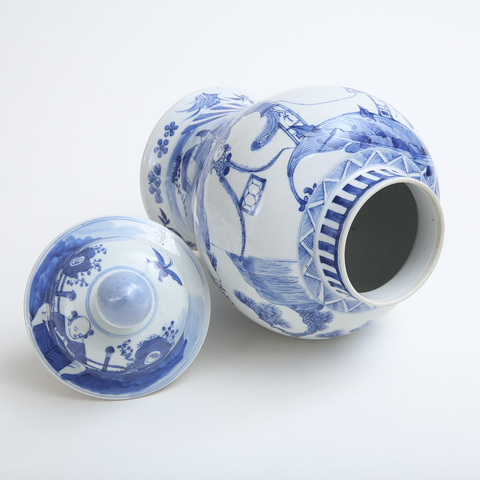 古玩陶瓷清晚期 青花人物紋將軍罐真品鑒賞圖