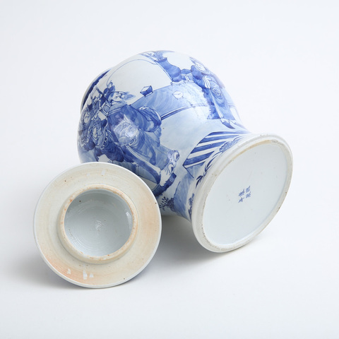 古玩陶瓷清晚期 青花人物紋將軍罐真品鑒賞圖