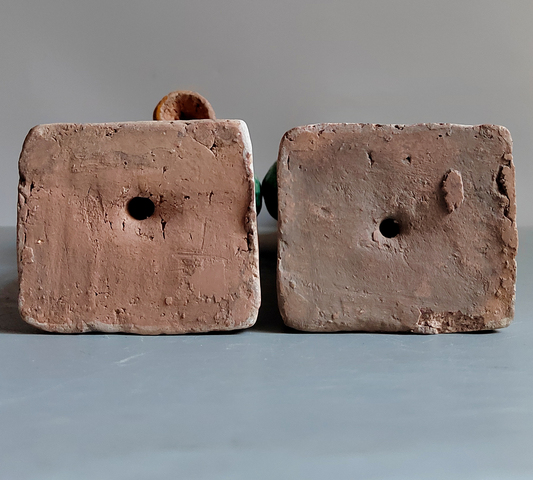 古玩陶瓷明代三彩仕女俑一對拍賣，當前價格152元