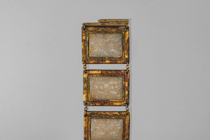 古玩玉器銅鎏金鑲玉帶飾真品鑒賞圖