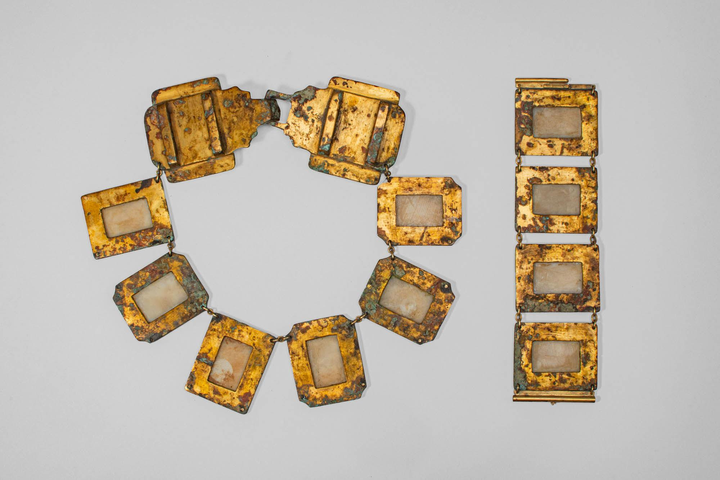 古玩玉器銅鎏金鑲玉帶飾真品鑒賞圖