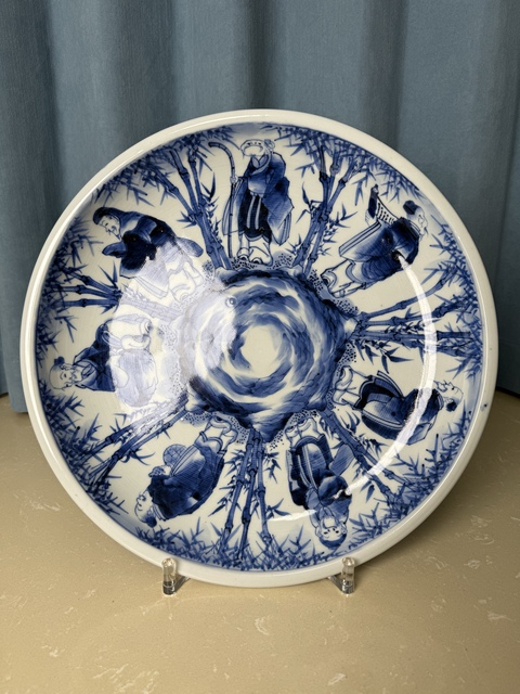 古玩陶瓷清早期 魏晉名士竹林七賢圖大盤拍賣，當前價格3900元