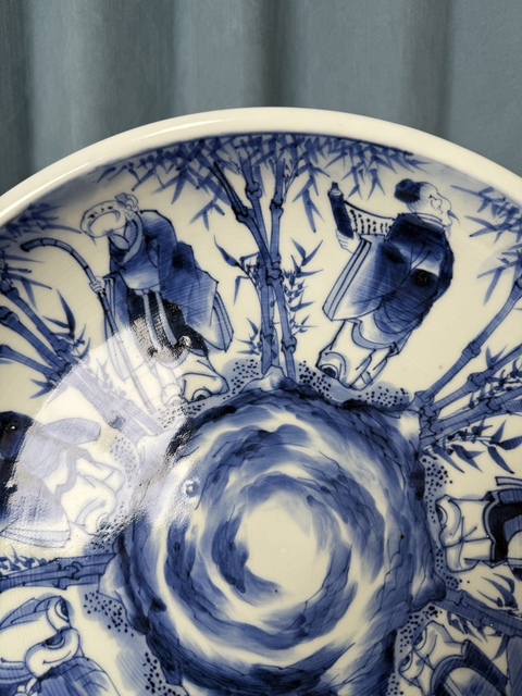 古玩陶瓷清早期 魏晉名士竹林七賢圖大盤拍賣，當前價格3900元