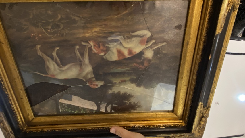 古玩字畫原裝老油畫鏡框真品鑒賞圖