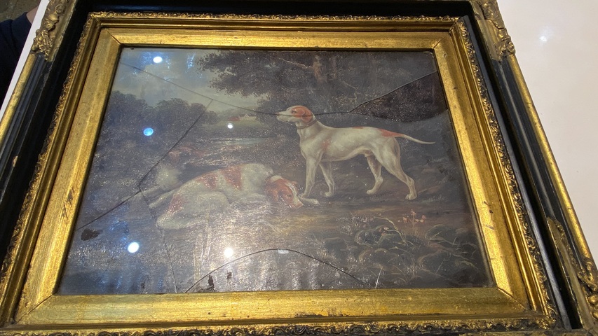 古玩字畫原裝老油畫鏡框真品鑒賞圖