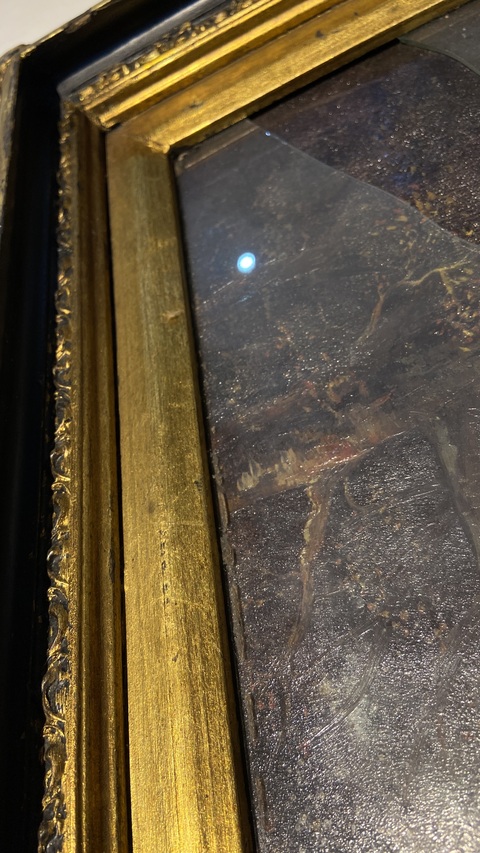 古玩字畫原裝老油畫鏡框真品鑒賞圖