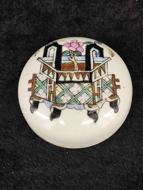 古玩陶瓷粉彩鐘鼎紋蓋盒真品鑒賞圖