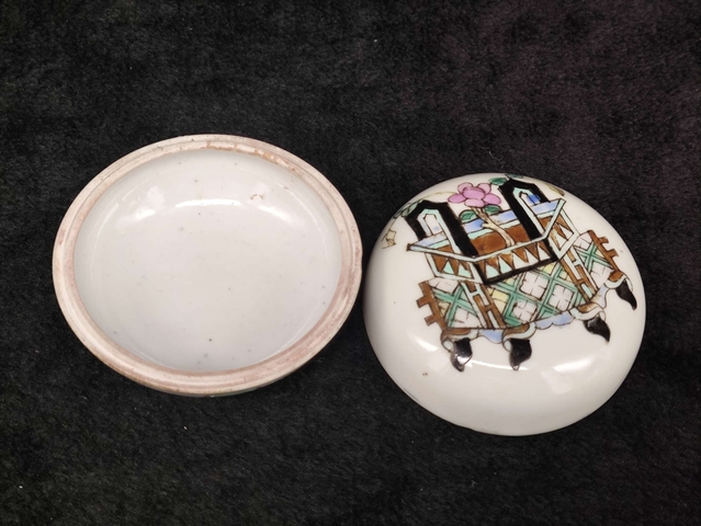 古玩陶瓷粉彩鐘鼎紋蓋盒真品鑒賞圖