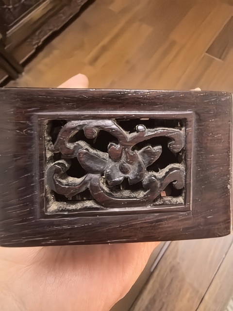 古玩雜項清·木雕福壽紋香盒 真品鑒賞圖