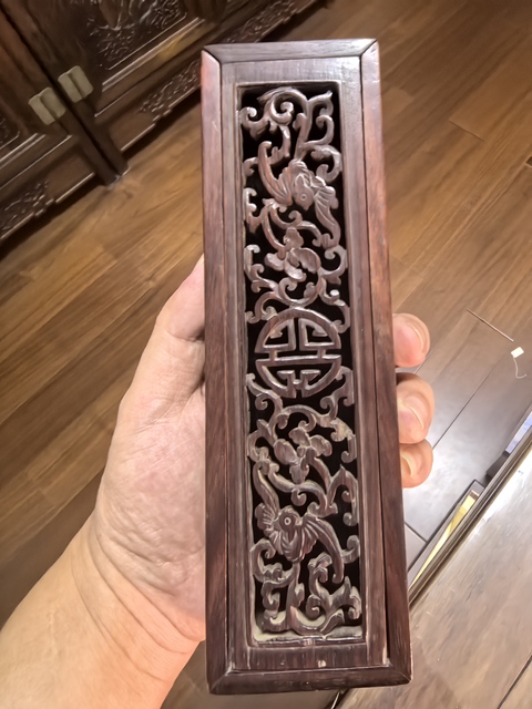 古玩雜項清·木雕福壽紋香盒 真品鑒賞圖