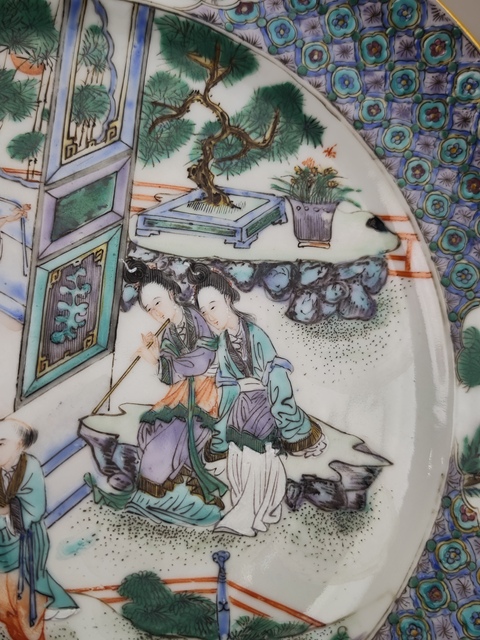 古玩陶瓷人物花鳥廣五彩盤真品鑒賞圖