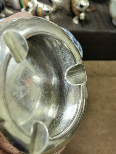 古玩雜項晚清外銷90%銀質(zhì)煙灰缸真品鑒賞圖