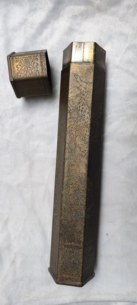 古玩字畫民國時期白銅榮寶齋定制畫筒真品鑒賞圖