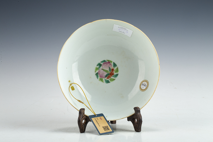 古玩陶瓷清同治·粉彩鶴鹿同春紋花口碗拍賣，當前價格1164元