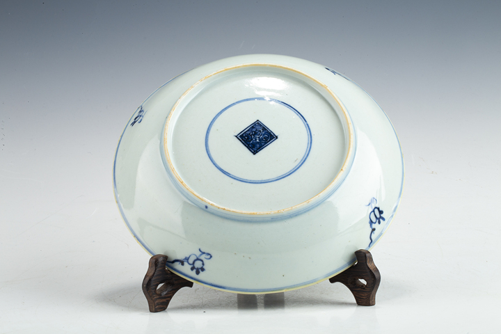 古玩陶瓷清雍正·青花三多紋盤拍賣，當前價格964元