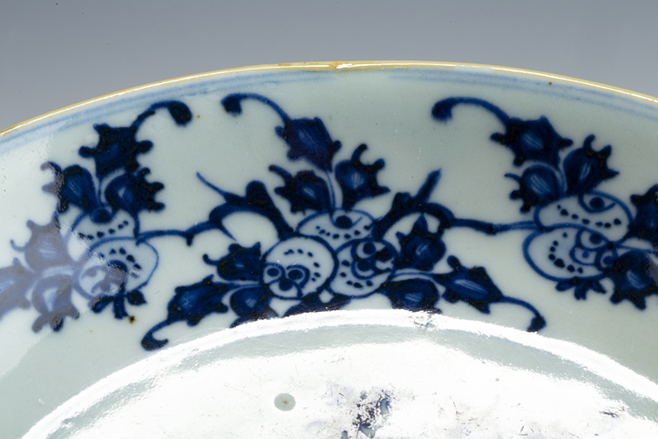 古玩陶瓷清雍正·青花三多紋盤拍賣，當前價格964元