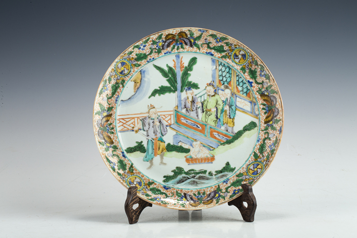 古玩陶瓷清咸豐·廣彩人物故事紋盤拍賣，當(dāng)前價(jià)格1440元