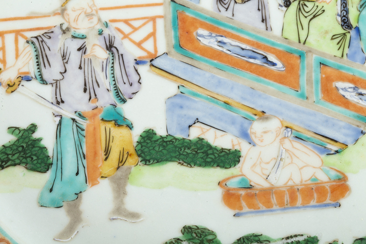 古玩陶瓷清咸豐·廣彩人物故事紋盤拍賣，當(dāng)前價(jià)格1440元