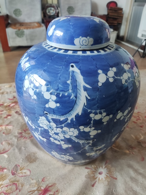 古玩陶瓷青花冰梅罐真品鑒賞圖