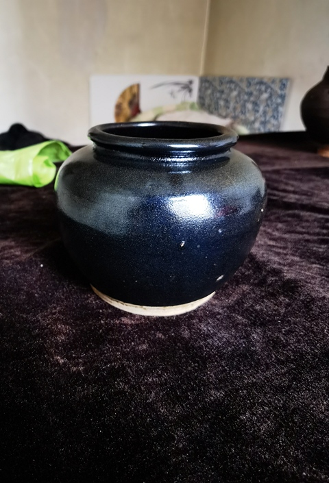 古玩陶瓷磁州窯黑釉茶入真品鑒賞圖
