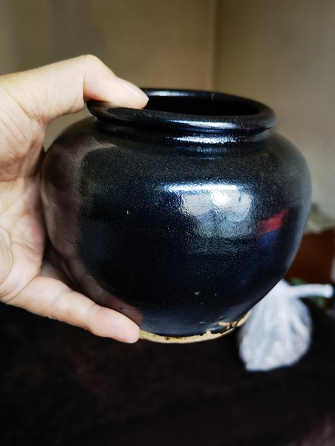 古玩陶瓷磁州窯黑釉茶入真品鑒賞圖