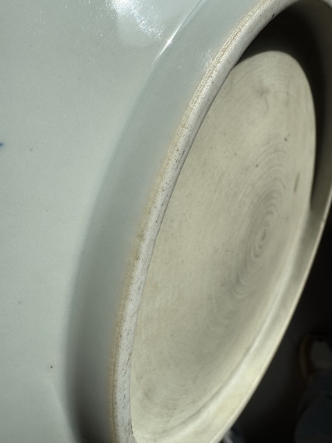 古玩陶瓷青花柳下雙駿盤真品鑒賞圖