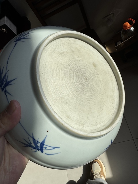 古玩陶瓷青花柳下雙駿盤真品鑒賞圖