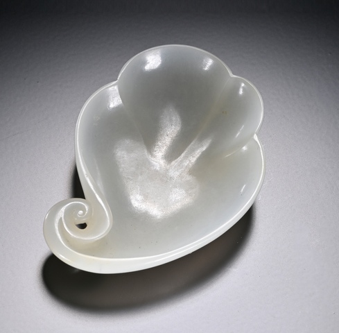 古玩玉器蘭花形筆舔真品鑒賞圖