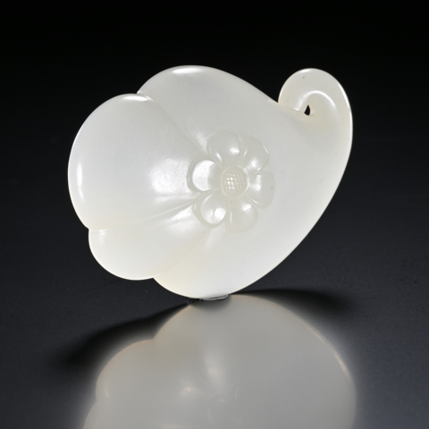 古玩玉器蘭花形筆舔真品鑒賞圖