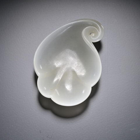 古玩玉器蘭花形筆舔真品鑒賞圖