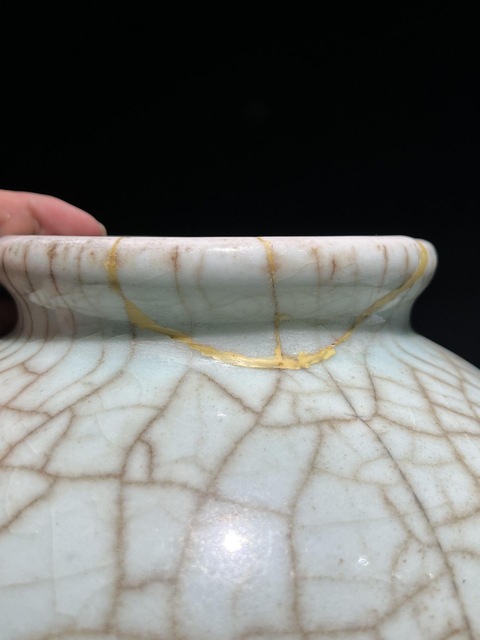 古玩陶瓷仿官釉太白罐真品鑒賞圖