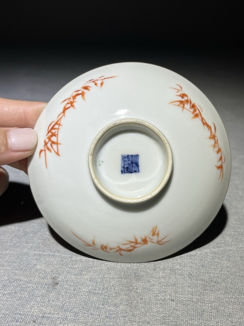 古玩陶瓷粉彩山水人物盤真品鑒賞圖