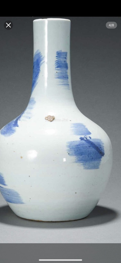 古玩陶瓷青花漁樵耕讀天球瓶真品鑒賞圖