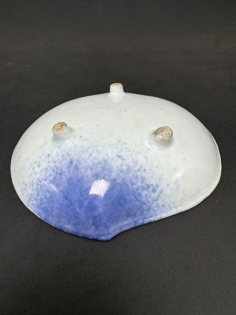 古玩陶瓷青花桃型壽星文房三足洗真品鑒賞圖