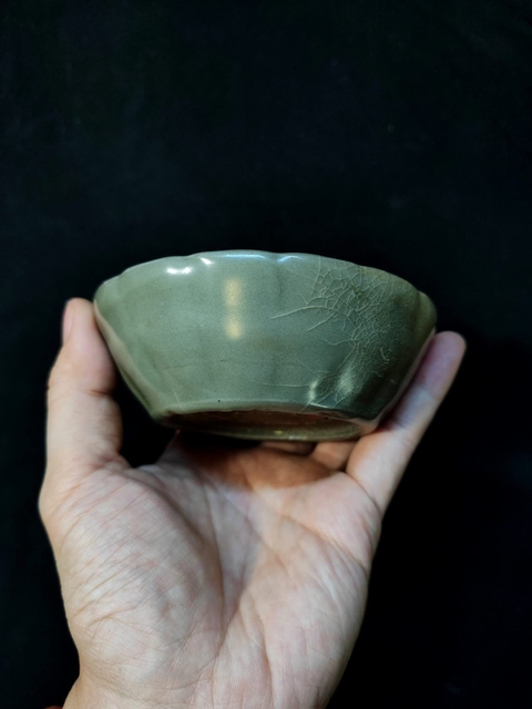 古玩陶瓷龍泉青瓷蔗椴洗真品鑒賞圖