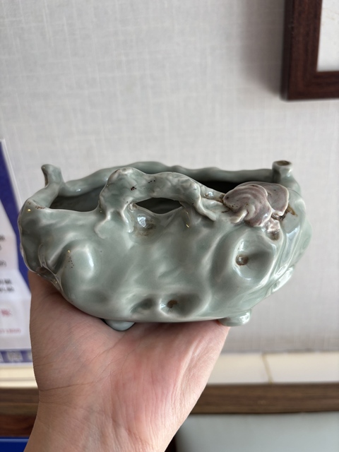 古玩陶瓷如意形三足洗真品鑒賞圖