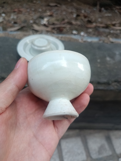 古玩陶瓷湖田窯青白釉臺盞真品鑒賞圖