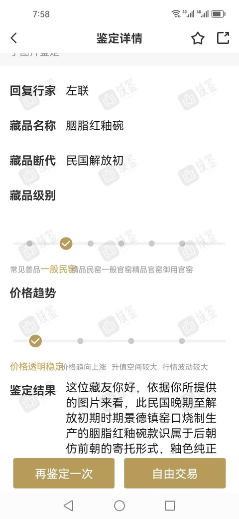 古玩陶瓷胭脂紅釉碗拍賣(mài)，當(dāng)前價(jià)格2500元