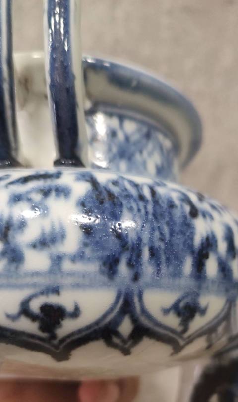 古玩陶瓷明青花三足爐真品鑒賞圖
