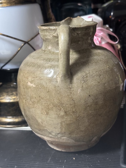 古玩陶瓷元末明初·青釉鴨嘴壺拍賣，當前價格198元