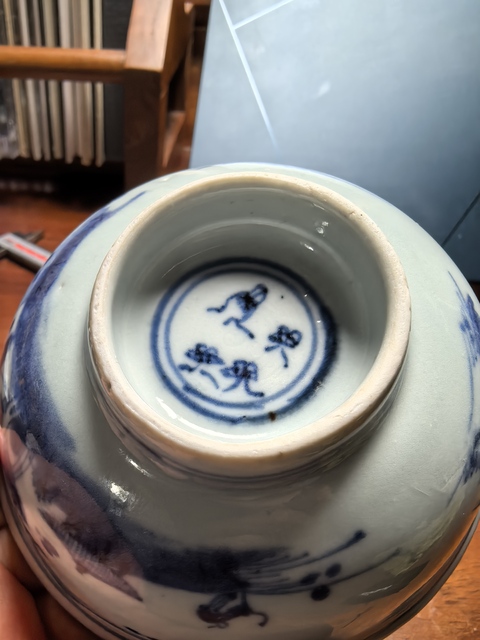 古玩陶瓷清中早期青花蓋碗真品鑒賞圖