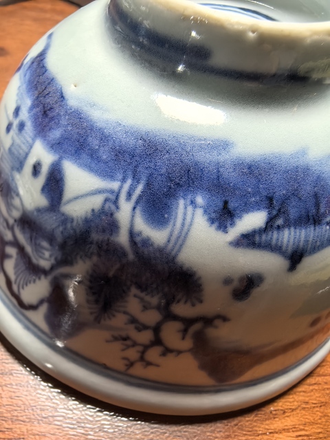 古玩陶瓷清中早期青花蓋碗真品鑒賞圖